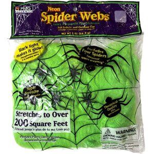 Blk Light Neon Spiderweb Reusable Vintage by Paper Magic Group NWT NOS